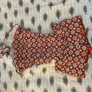 FINAL SALE Frankie's Bikinis Floral Swim Set in Brown and Orange
